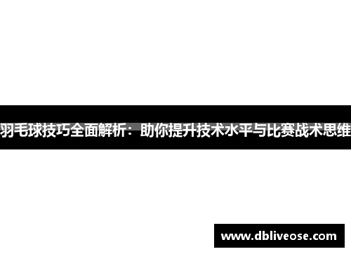 羽毛球技巧全面解析：助你提升技术水平与比赛战术思维